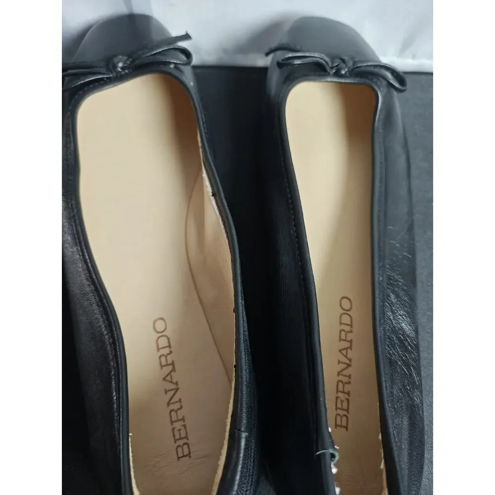 BERNARDO Women's Size 6 Gwynn Leather Bow Ballerina Flats New $198